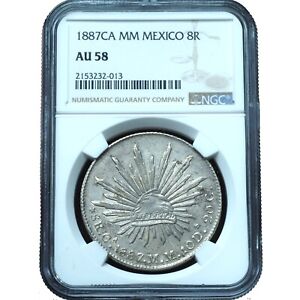 1887-Ca MM 8 Reales Mexico AU58 NGC - Attractive Original Coin