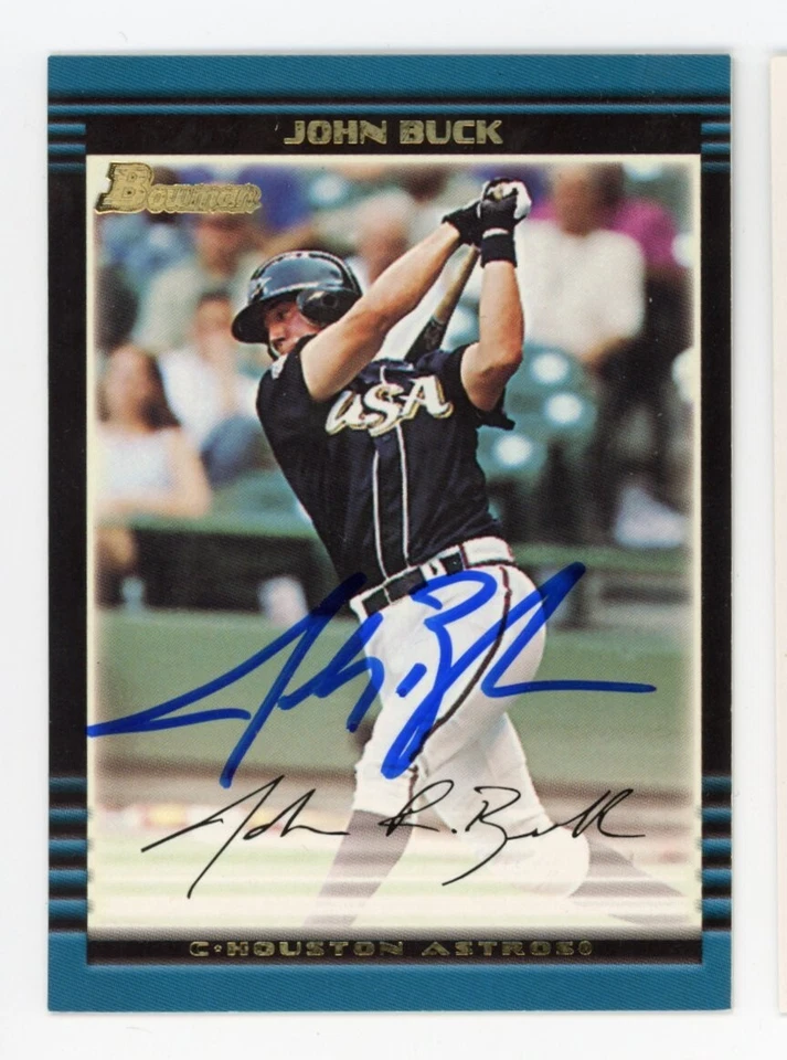 SIGNED BASEBALL CARD AUTO 2002 BOWMAN JOHN BUCK HOUSTON ASTROS #130 RC ROOKIE - Image 1 of 1