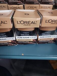 3 New L'oreal PURE SUGAR SCRUB Exfoliation Face & Lips  3 PURE SUGARS  COFFEE 