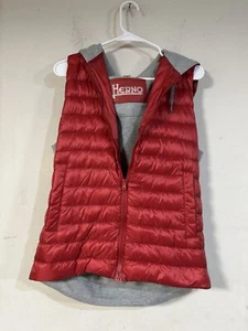 Herno Daunen Puffer Mixed Media Weste mit Kapuze Gr. 50 US XL in rot/grau - Bild 1 von 4