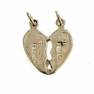 Best Friends Heart Split Pendant Silver Sterling 925 Unisex BFF set gift - Picture 1 of 4