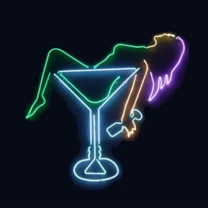 19"x15"Lady Cocktail Glass Neon Sign Light Bar Pub Wall Hanging Nightlight Decor - Picture 1 of 1