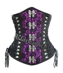 Unterbrustkorsett schwarz rot / schwarz lila Satin Steampunk Corsage mit Trägern - Picture 1 of 7