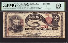 $2 1875 The Fayetteville National Bank of North Carolina CH 1756 PMG 10 - RARE