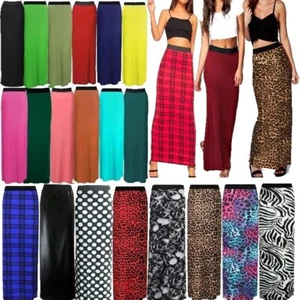 Maxi Falda Gitana Lisa Damas Cintura Elástica Estampada Jersey Falda Larga - Imagen 1 de 34