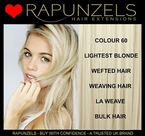 24" BLONDE hair weave weft - RAPUNZELS lightest blonde colour 60 salon pro hair - Picture 1 of 6