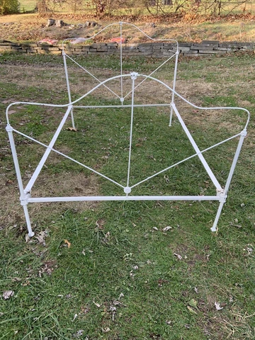 Antique Shabby Iron Full Size Bed Cottage Farmhouse Vintage OHIO Cover
