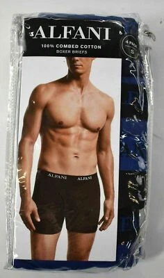 Paquete de 4 calzoncillos boxer Alfani para hombre tono azul peinado algodón tejido acanalado sin etiquetas S Foto 1 de 4