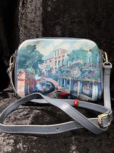 Gorgeous Curanni Natural Soft Leather Crossbody Bag Blue Primavera design - Picture 1 of 13
