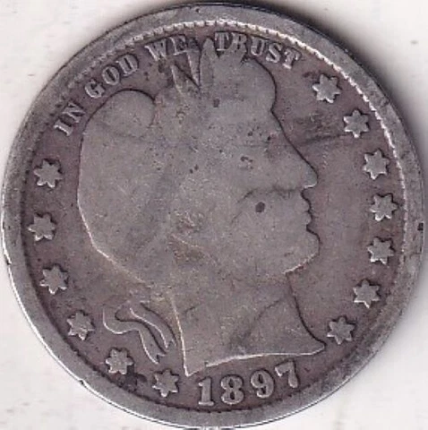 1897 SILVER Barber Quarter - G - #209 - BEAUTIFUL COLOR - BEAUTIFUL COIN Cover