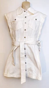 Culpos X INC Denim Dress Silver Snap Buttons Pockets White SIZE MEDIUM NWT - Picture 1 of 13