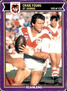SCANLENS RUGBY LEAGUE CARDS 1987- ST GEORGE DRAGONS - 102 - CRAIG YOUNG - Picture 1 of 2