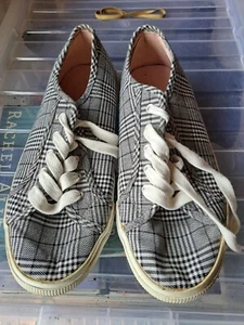 M&S Collection White & Black check Laceup Flat Plimsolls - Size UK 7 - Picture 1 of 5
