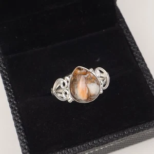Orange Copper Turquoise Gemstone 925 Sterling Silver Ring Handmade Jewelry Gift - Picture 1 of 3