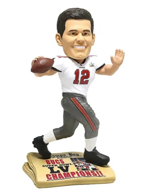 Tom Brady BOBBLE HEAD BASE DE PERIÓDICO TAMPA BAY BUCS SUPERBOWL LV CHAMPIONS SIN USAR, EN CAJA Foto 1 de 4