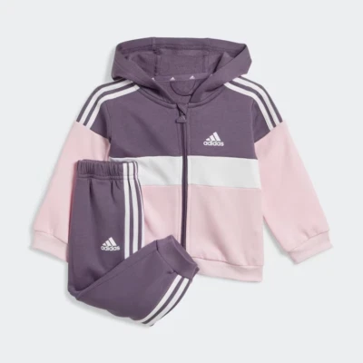ADIDAS TIBERIO 3 STRISCE TUTA COMPLETA CON CAPPUCCIO BAMBINA IA3126 VIOLA ROSA - Immagine 1 di 4