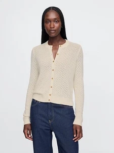 GAP WOMENS Cropped Pointelle Cardigan & Tank Top Sweater Set LT L TALL $119 NWT - Picture 1 of 15