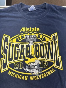 University Of Michigan 2012 SUGAR BOWL Long Sleeve T Shirt 2XL Navy Blue - Picture 1 of 4