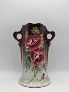 Vaso vintage K&G Luneville dipinto a mano con disegno floreale papavero dalla Francia - Foto 1 di 9