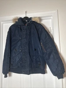 Chaqueta de Colección William Barry Hombre’s Arctic Parka Años 60’s/70’s Azul Marino/Naranja Capucha de Piel - Imagen 1 de 24