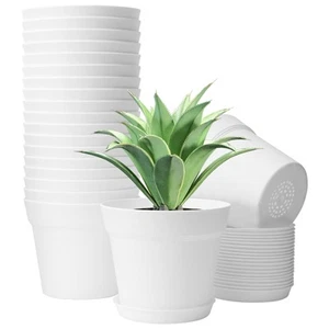 20 Pack 6 inch Plant pots, planters for Indoor Plants, Flower pots, White - Picture 1 of 6