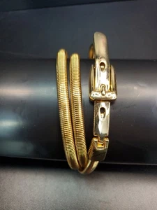 Vintage Gold Tone Skinny Stretch Snake Chain Belt Coil Disco Retro 70s 80s 36.5" - Picture 1 of 6