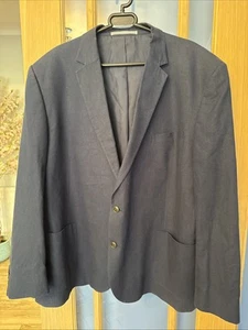 M&S Collection Linen Blend Blazer Jacket Navy Size 50 Medium Excellent Condition - Picture 1 of 10