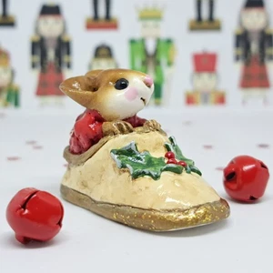 Wee Forest Folk M-166 Chris-Mouse Slipper (creme), Weihnachtsfigur im Ruhestand - Bild 1 von 5
