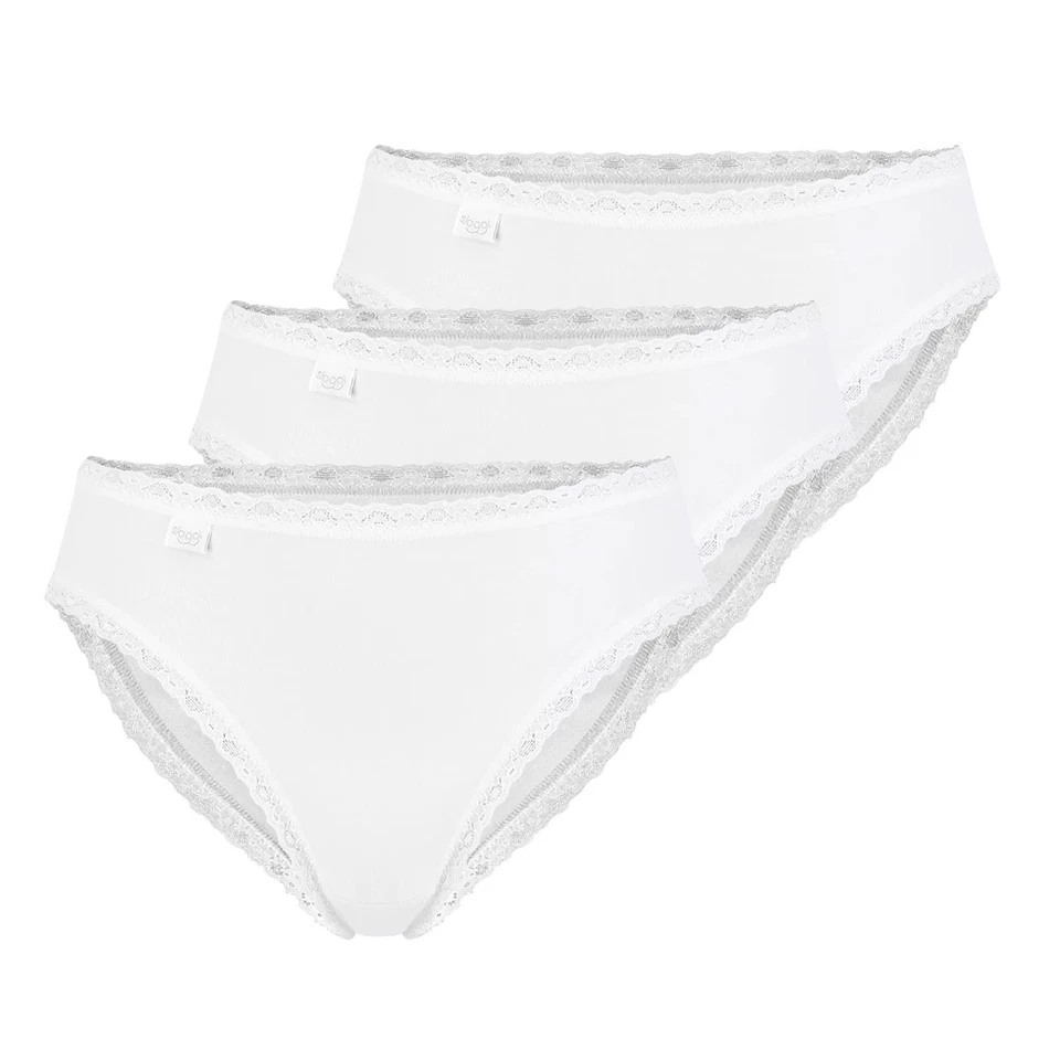Sloggi Damen Slip Cotton Lace 3er Pack Gr.40 Weiß