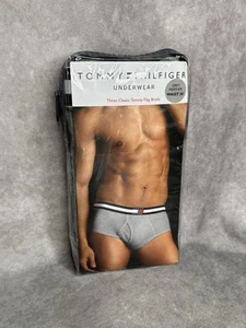 (3) Tommy Hilfiger Vintage Heather Grey Flag Briefs Sz 38 - Picture 1 of 4