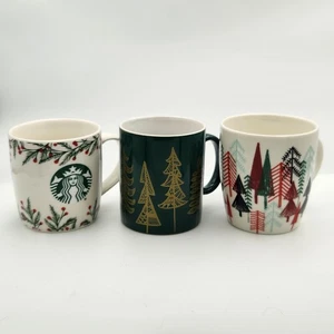 Lot 3 Starbucks Holiday Christmas Coffee Mugs Cups 2015 2020 Trees Berry N Holly - Picture 1 of 8