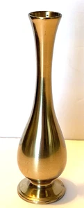 Vintage Solid Brass Bud Vase 7" inch Tall Trumpet Style Vase 1990's India ๐น - Picture 1 of 8