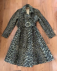 Vintage 60er Jahre Damen Kunst Leopard Pelz Mantel Taschen Messing Schnalle Gürtel M " - Bild 1 von 13