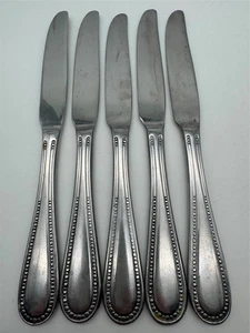 SET 5 COLTELLI DA TAVOLA ONEIDA ALBERTA 18/10 PORCELLANA PERLINE ACCIAIO INOX 9-1/2" - Foto 1 di 6