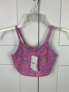 NWT J Crew Crewcuts Girls' Swimsuit Top UPF 50+ Size 8 Pink Purple Floral - Picture 1 of 5