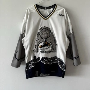 Maglia Hockey Bauer Grande Spiaggia Lunga Vintage Ice Dogs Fight Strap IHL - Foto 1 di 11