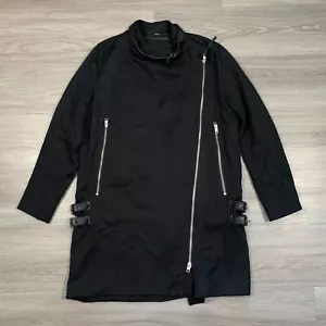 Cappotto biker Allsaints Wren donna taglia 8 nero asimmetrico zip lyocell - Foto 1 di 13