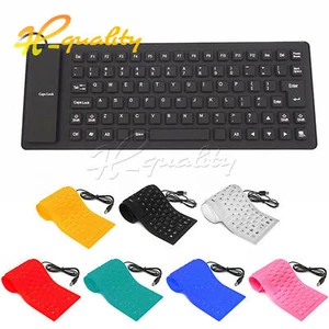 Foldable Silicone Keyboard USB Wired Flexible Soft Waterproof Roll Up Keyboard - Picture 1 of 18