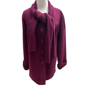 Jones New York Signature Wool Blend Jacket Coat Attached Scarf Women's Small NWT - Picture 1 of 13