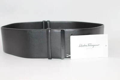 $450 Salvatore Ferragamo Cinturón Cuero BECERRO NEGRO Talla 70 Foto 1 de 4