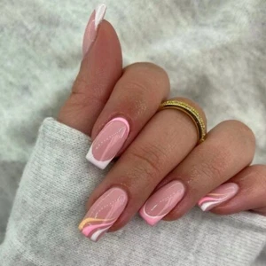 Künstliche Nägel 24p - Farbiger French Twist - zum aufkleben press on nails - Bild 1 von 8