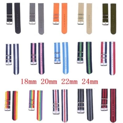 Pulseira de relógio de lona de náilon tecido de alta qualidade universal unissex 18/20/22/24 mm - Imagem 1 de 4