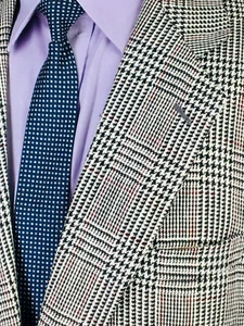 42l Palm Beach USA Mens 1980s Vintage 2 Bttn Silk Wool Blazer Sport Coat Glen Ck - Picture 1 of 12