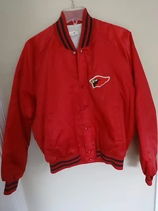 Vintage 1980's Phoenix Cardinals Lined Snap Front Satin Coat Men L by Chalk Line - Picture 1 of 8