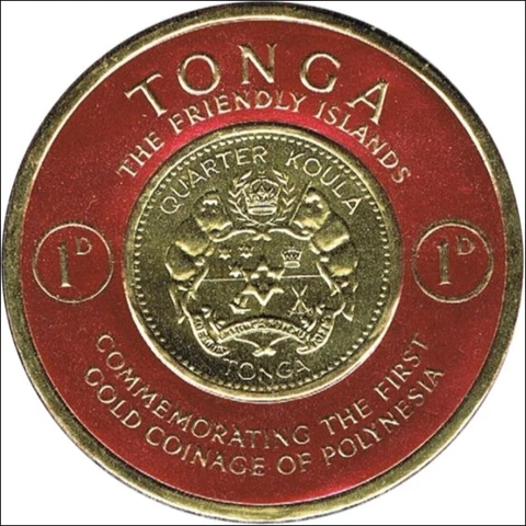 Tonga #Mi128 MNH 1963 Reverse 1962 ¼ koula gold coin [128 YT128] Cover