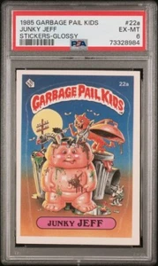PSA 6 EX-MT 1985 Spazzatura Secchio Bambini OS1 JUNKY JEFF #22a CARTA ADESIVA LUCIDA - Foto 1 di 2