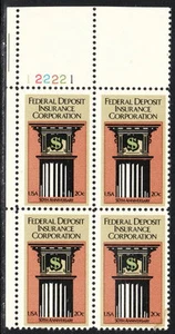 US #2071 20¢ Federal Deposit Insurance Corp Plate Block MNH - Picture 1 of 1
