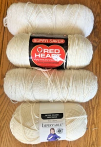 1.5 lb lot of ivory off white worsted weight acrylic yarn mixed brands - Picture 1 of 3