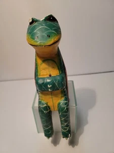 Arte popular madera pintada tortuga estante cuidador madera primitiva figura tortuga  - Imagen 1 de 12