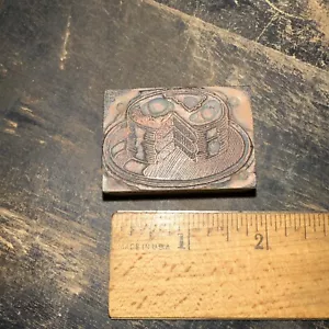 Print Block “ Cake/ Pancakes?? ” Copper Face Block! Nice Details - Picture 1 of 5
